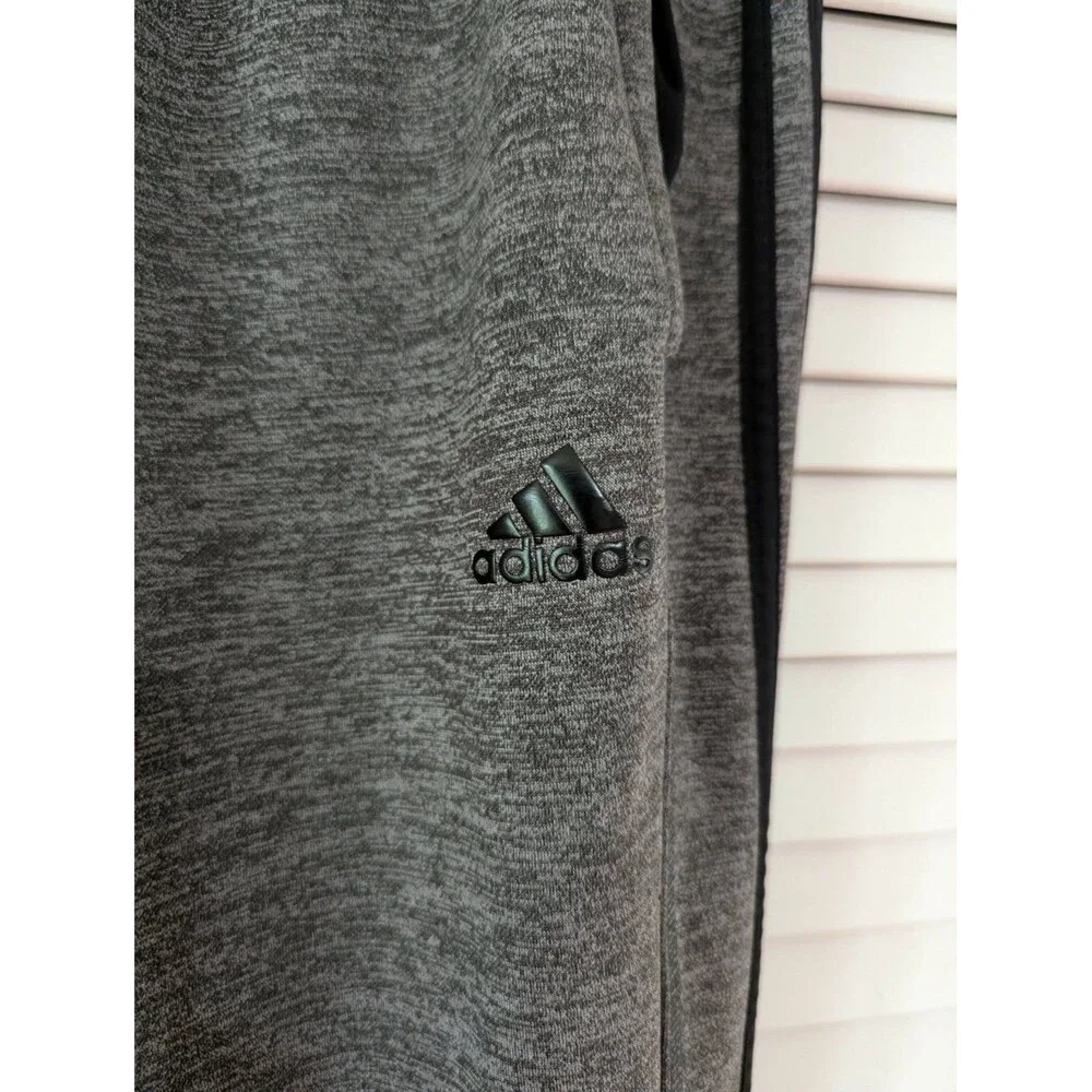 Adidas Climawarm Mens XL Gray Heather Fleece Track Pants Sweatpants 3-Stripe